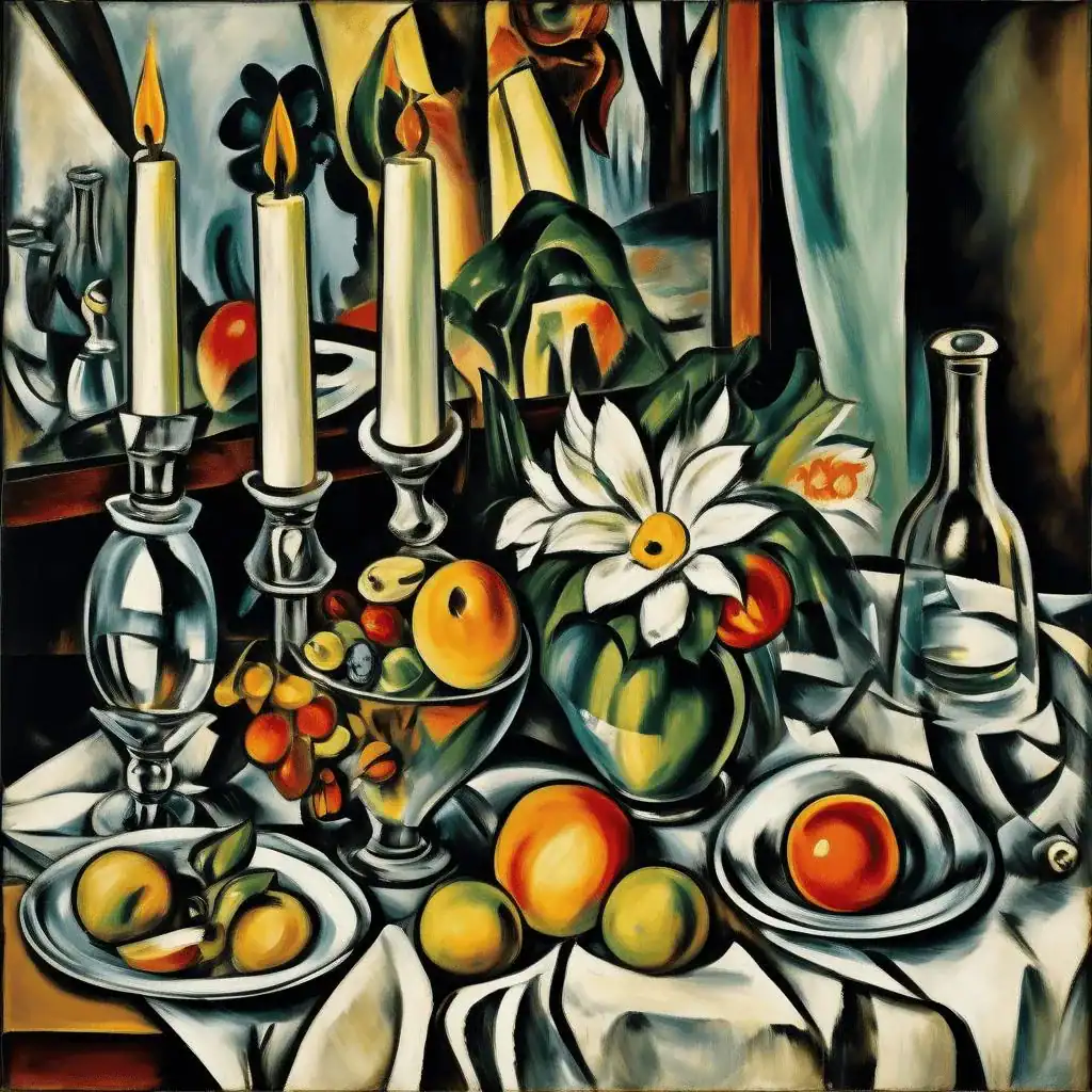 Still life with candles and mirror – Max Beckmann